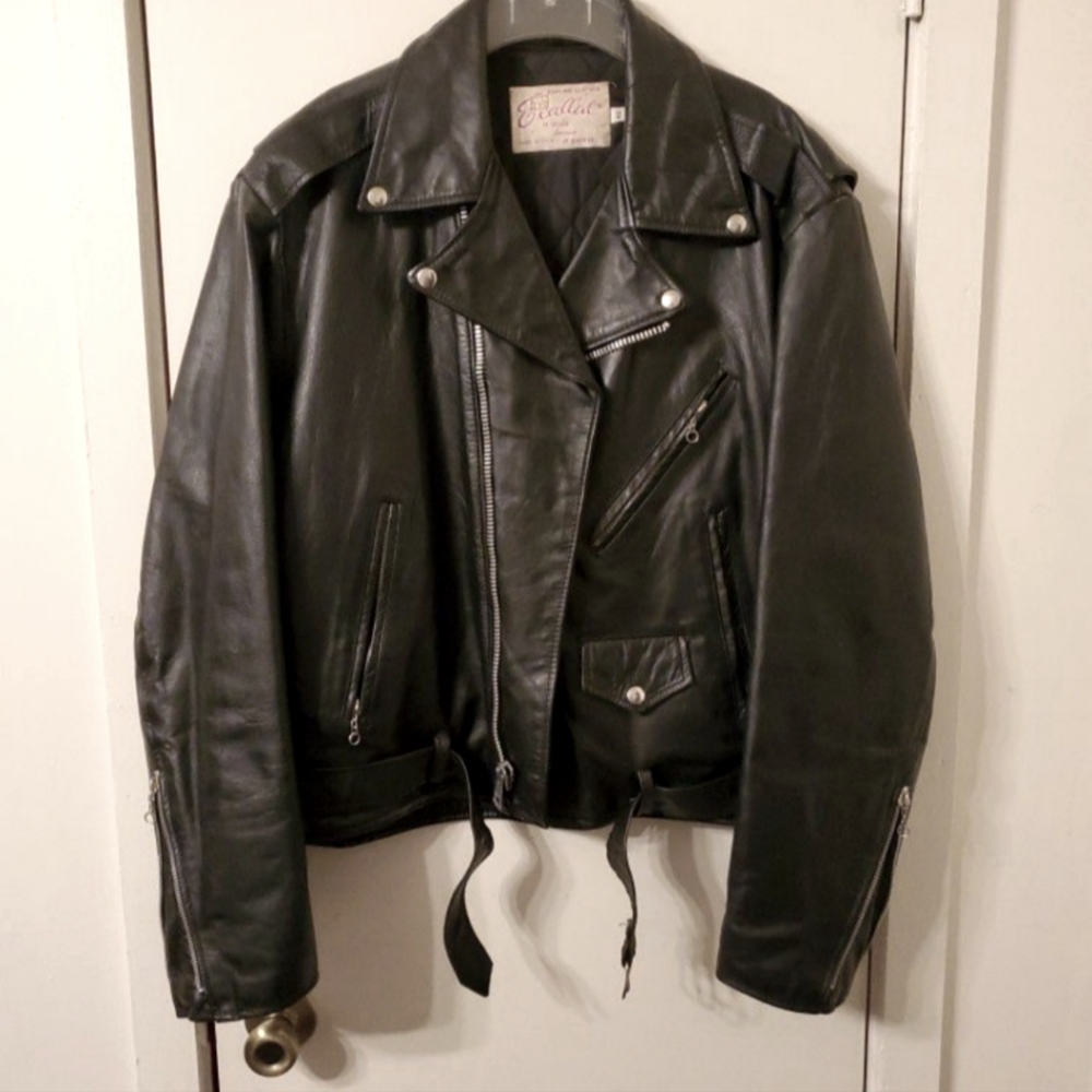Vintage EXCELLED BLK Leather Motorcycle Jacket